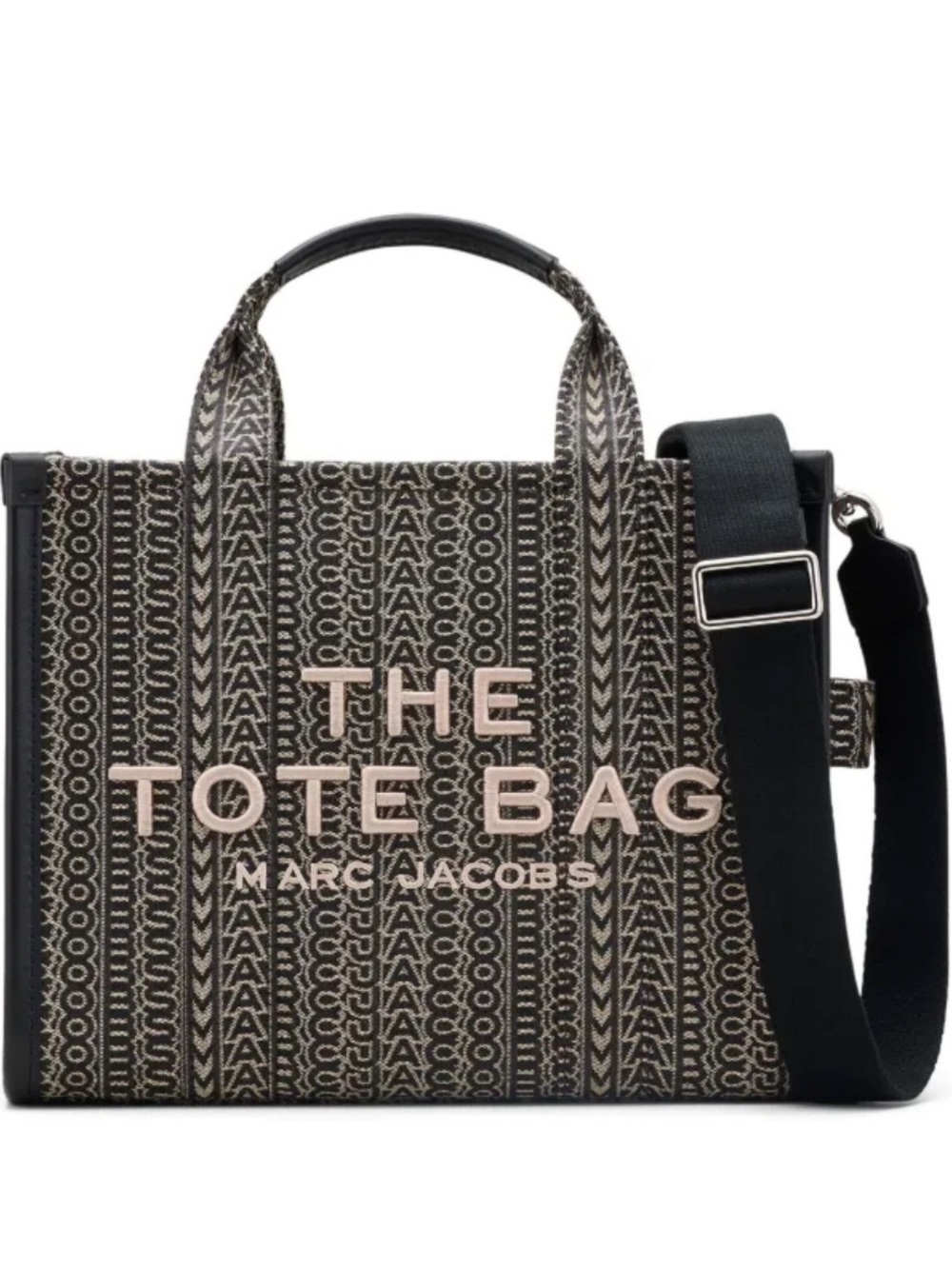 Marc Jacobs Black and Cream Medium Signature Jacquard Tote Bag